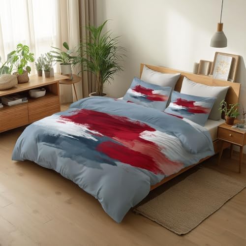 Duvet Cover Queen Size Modern Abstract Brush Stroke Artistic Design
