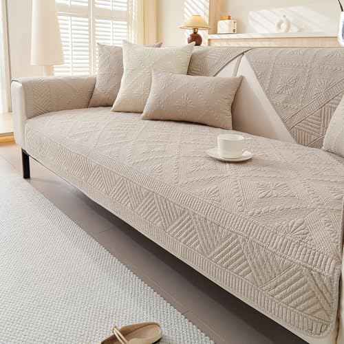 vctops Cotton Quilted Sofa Couch Cover, Coffee, 28"x28"