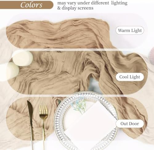 12 Pack Beige Cheesecloth Table Runner 17x128 Inch Boho Home Decor