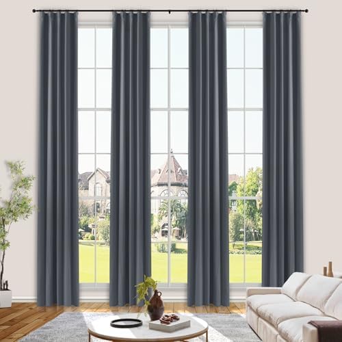 Frelement Full Blackout Curtains 120 Inches Long Drapes for Bedroom