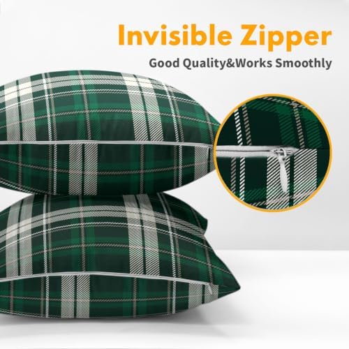 Christmas Throw Pillow Covers 22x22 Set of 2 Winter Green Buffalo