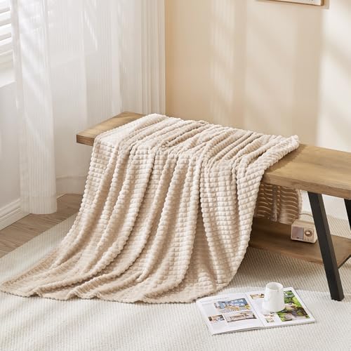 EMME Fleece Blanket, 3D Jacquard Throw Blanket for Couch and Bed, Soft