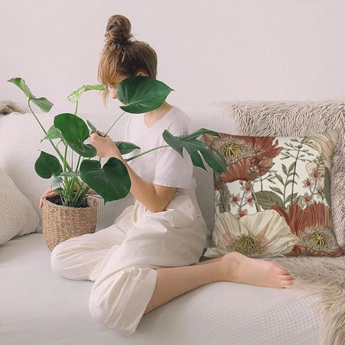 Vintage Flower Pillow Covers 18x18 Set of 2 Floral Botanical