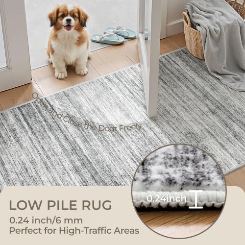 2x6 Runner Rug Non Slip,Washable Hallway Runner Rug,Grey