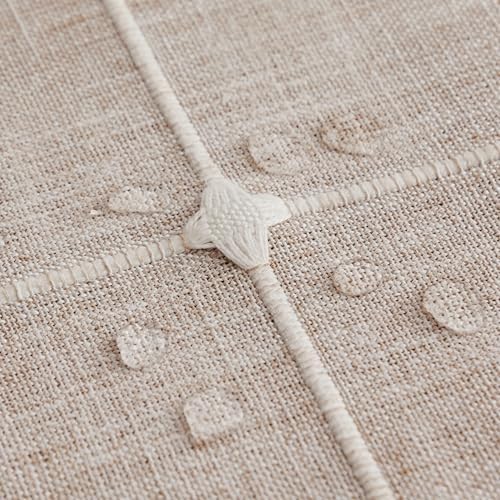 ZeeMart Boho Rectangle Grid Tablecloth with Tassels, Taupe 60x120in