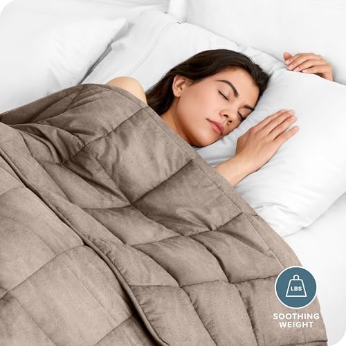 Bare Home Minky Fleece Weighted Blanket (Taupe, 60"x80" 17lbs)