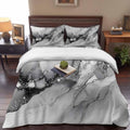 Abstract Ombre Gray Queen Duvet Cover Set - 4 Pcs Comforter Cover