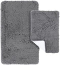 Tinideya 2 Pcs Bathroom Rugs Thick Soft Plush Absorbent Chenille, TPR