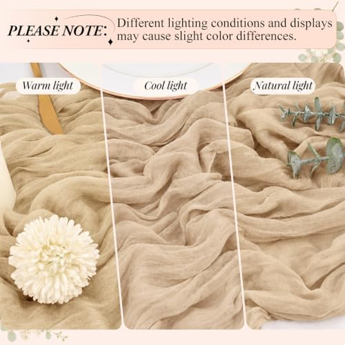 10 Pack Beige Cheesecloth Table Runner 17x108 Inch Gauze Boho Fabric