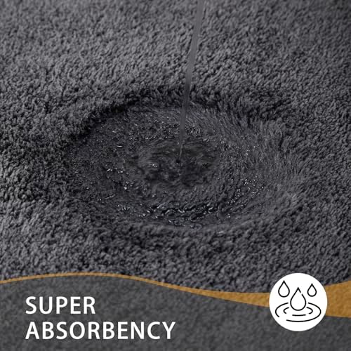MINIDEAR Bathroom Rugs 24x17 Volcanic Gray - Thick Memory Foam Bath