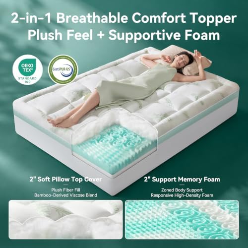 4-Inch Dual-Layer Bamboo Viscose Cooling Memory Foam Queen Mattress