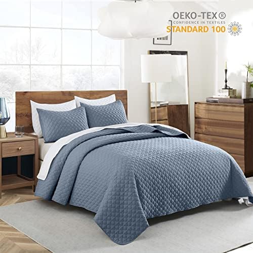 HORIMOTE HOME Quilt King Size Dusty Blue, Lightweight Quilt for Summer