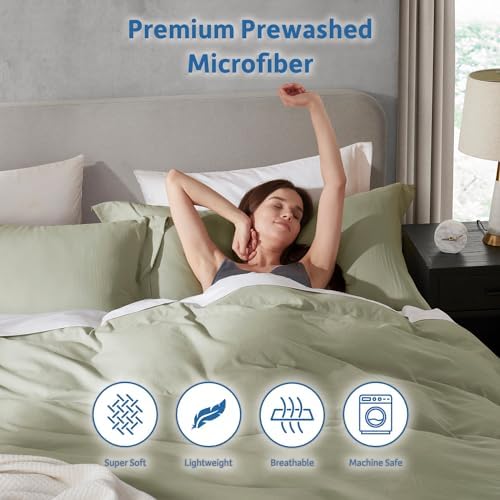 Nestl Light Sage Duvet Cover King Size - Soft Double Brushed King