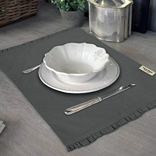 Gray Home Decor Washable Dining Table Mats Reversible Cotton Flex