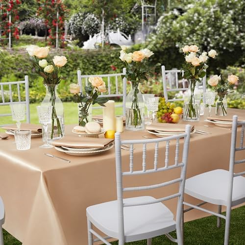 1 Pack Satin Rectangle Tablecloth, 60 x 120 Inches, Taupe