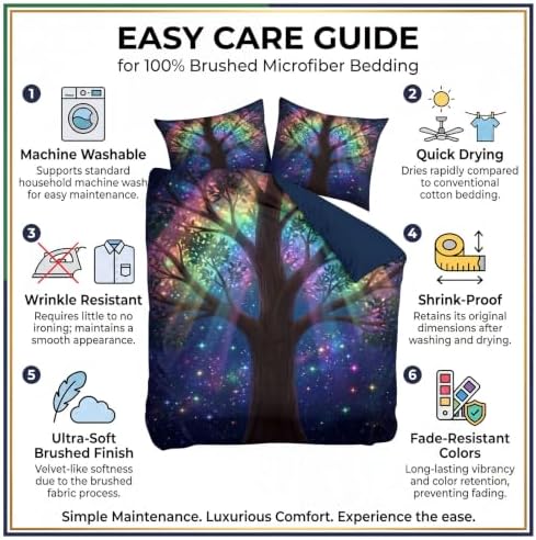 King Duvet Cover Set Soft Microfiber Fantasy Glowing Tree