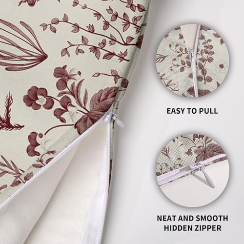 Burgundy Floral Pillow Covers 18X18 Set of 2, Spring Flower