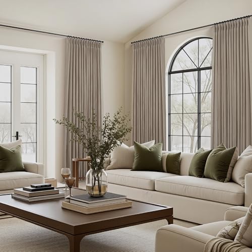 Dark Taupe Curtains 96 Inch Long for Living Room Dining 2 Panel Back
