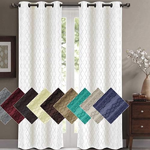 Royal Hotel Blackout Curtains 42 x 120, Jacquard, 2 Panels, Charcoal