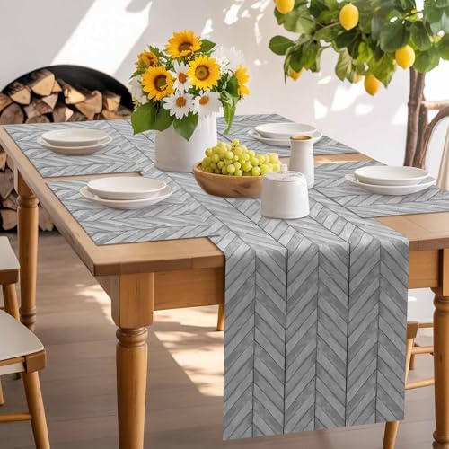 Gray Wood Grain Placemats Set of 8 Retro Minimalist Geometric Art