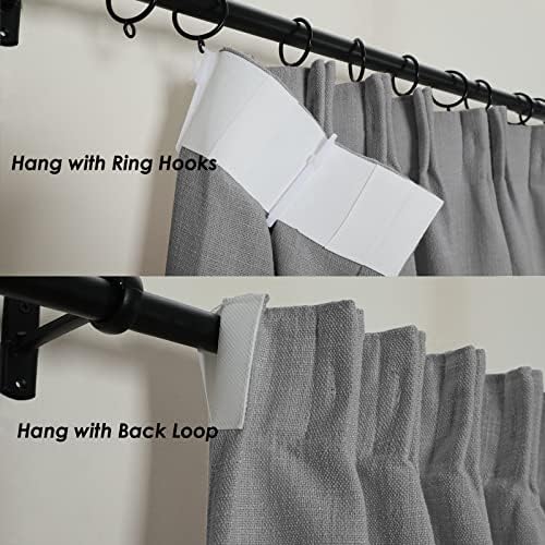 ChadMade Back Tab Pinch Pleat Linen Curtain, 100 W x 108 L Inches Room