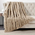 Home Soft Things Stretchy Solid Color Faux Fur Throw with Micromink