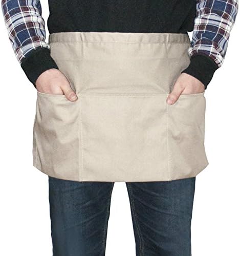 TOPTIE 2 Pack Waist Half Apron with 3 Pockets for Restaurant Waitress