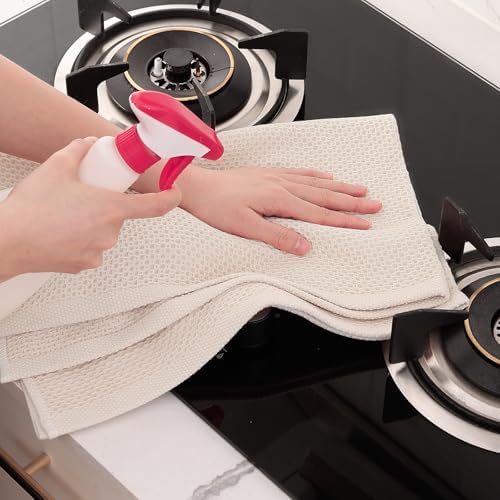 Homaxy 100% Cotton Oversized Waffle Weave Kitchen Towels 4-Pack, Beige
