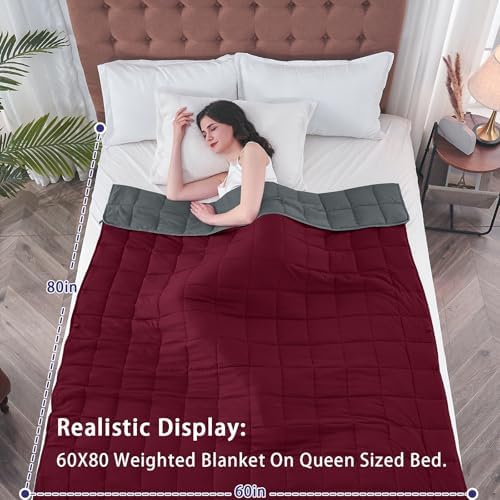 yescool Weighted Blanket for Adults 20lbs Queen Size, 60" x 80", Red