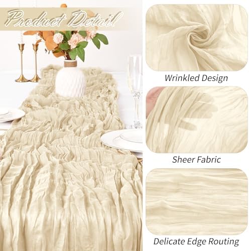 15 Pack Ivory Cheesecloth Table Runner 17 x 108 inch Cheese Cloth