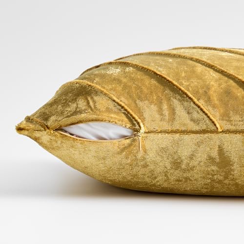 GIGIZAZA Decorative Gold Velvet Stripe Throw Pillow Covers 20x20 Set