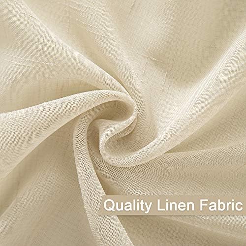 MIULEE Natural Light Beige Linen Semi Sheer Window Curtains - Elegant