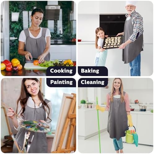 JaGely 2 Pack Japanese Linen Cross Back Kitchen Cooking Aprons for