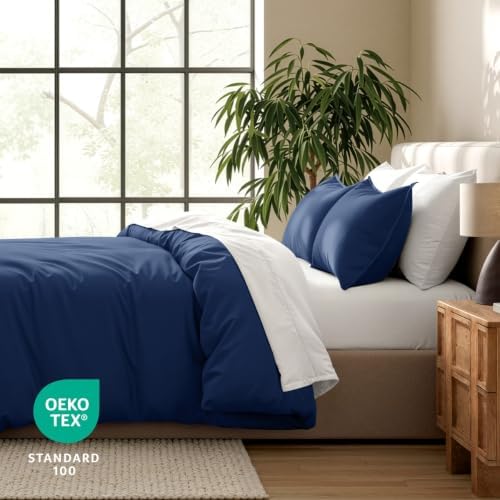 Bare Home Duvet Cover Set 1800 Ultra-Soft (Twin/Twin XL, Dark Blue)