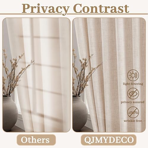 Thick Burlap Curtains 84 Inch Length 2 Panels for Living Room, Country