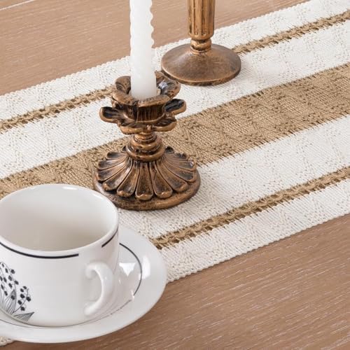 Macrame Style Boho Table Runner, Beige Table Runners 138 Inches Long