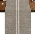 Cream Grain Line Table Runner 13 x 120 Inch Soft Taupe Woven Canvas