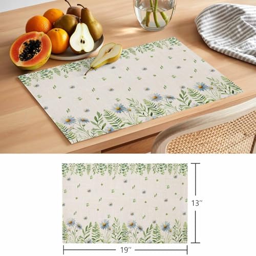 Placemats Set of 8, Farmhouse Botancial Woven Placemat, Linen Place