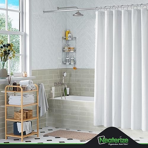 NEATERIZE Shower Curtain White - Hotel Style Shower Curtains for