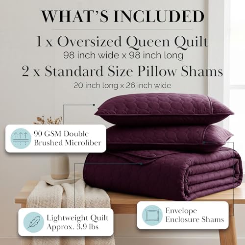 Oversized Quilt Bedding Set Queen / Full w/ 2 Quilted Pillow Shams