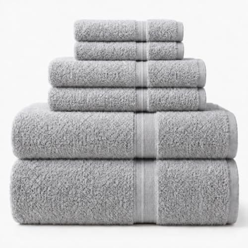 Trueloom 6 Piece Cotton Towel Set, 100% Cotton, 500 GSM Ring Spun Bath