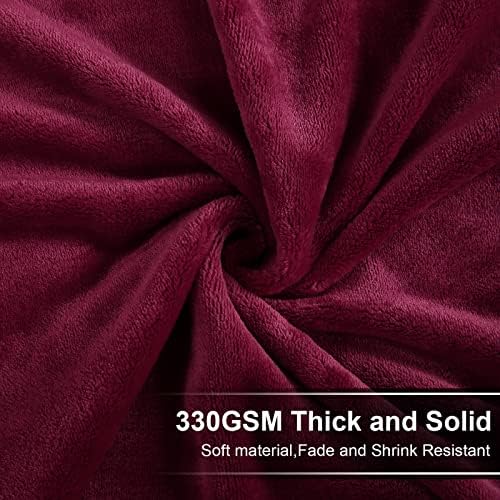 EASELAND Soft Lightweight California King Fleece Blanket, Burgundy