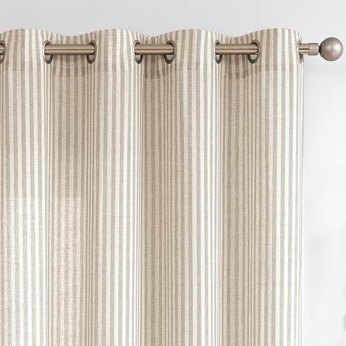 Vangao Linen Curtains for Living Room, Taupe Grey Curtains 84L, 2