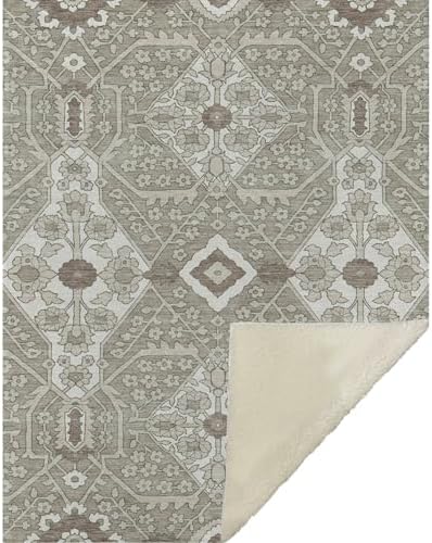 Addison Rugs ASB863 Taupe 50" x 70" Oversized Sherpa Throw Blanket