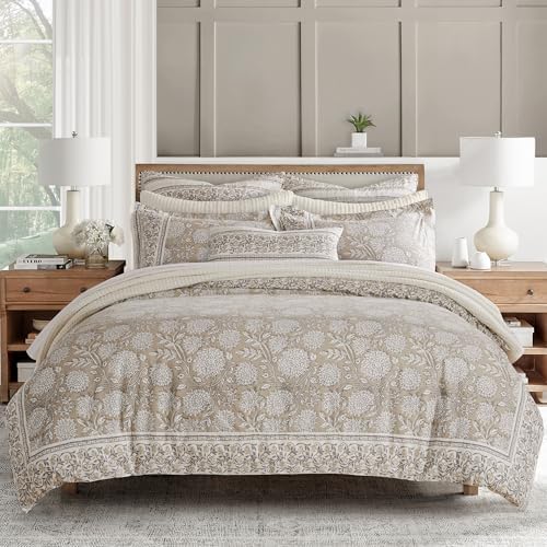 Levtex Home Adare Taupe Reversible Queen Duvet Cover Set (90x94in)