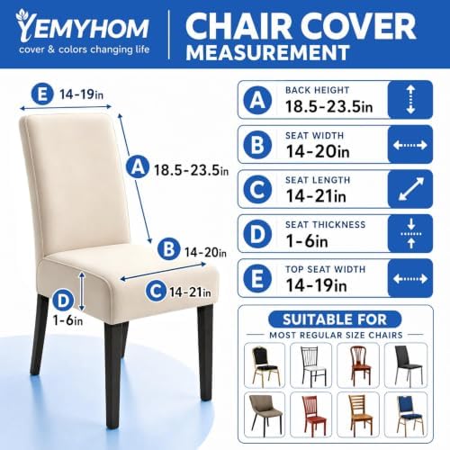YEMYHOM Dining Chair Covers Set of 6, Stretch Parsons Chair