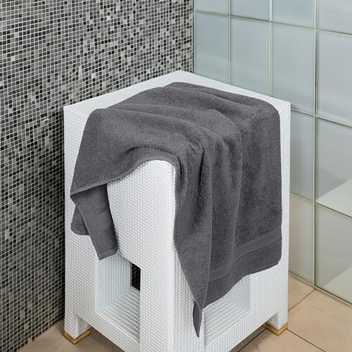 TEXCRAFT Large Bath Towels Set of 6 – 100% Cotton Terry – 24" x 50"