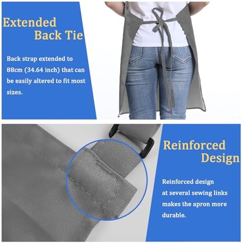 4 Pack Chef Apron, Adjustable Apron with 2 Pockets, Unisex