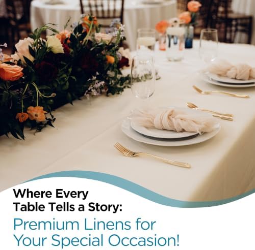 Leading Linens 60x102 Inch Rectangle Ivory Polyester Tablecloth