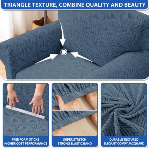 ZNSAYOTX Stretch Couch Cover, 1 Piece Sofa Covers for 3 Cushion Couch